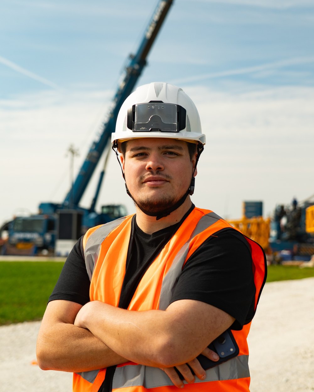 Maxime Dos Santos, fondateur du Cercle BTP, sur un chantier